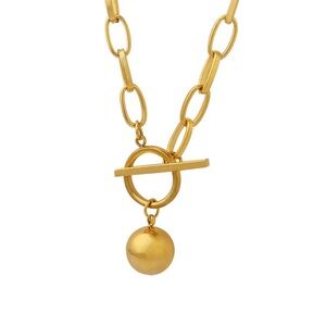 Gold Toggle Clasp Paperclip Necklace Stainless Steel Chunky Choker Waterproof